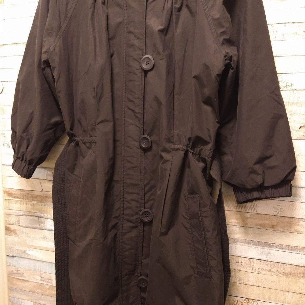Vince Black Trench Style Belted Crew Neck Jacket - Picture 4 of 15
